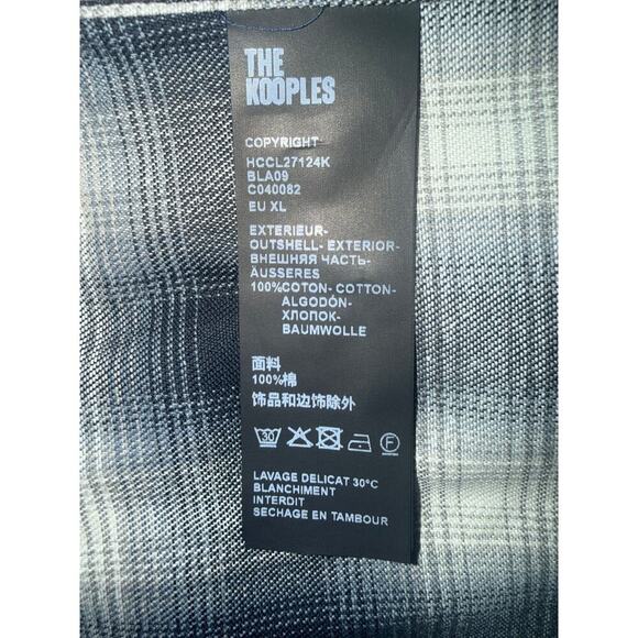 The Kooples NWT Oversized Snap Shirt XL Plaid Cotton $315 Embroidered Detail - Picture 5 of 7